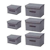 Foldable Storage Box With Lid 6 Pieces 3 large 3 Small Fabric Storage Box