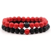 ArgentCraft Natural Red Jasper Stone & Black Agate Stone Couples Bracelet Photo