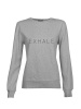 Black Exhale Slogan on Grey Brushed Fleece Sweater Photo