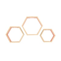 Rustic Pine Hexagon Shelf Set of 3