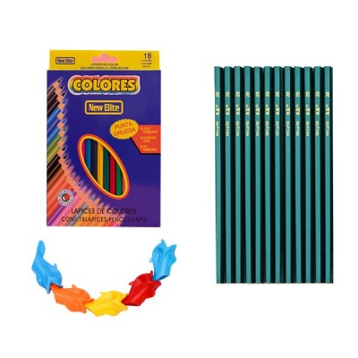 18 Count Presharpened Color Pencil With 2B Pencils And Pencil Grip