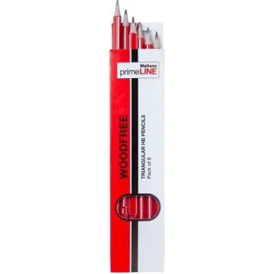 primeLINE Woodfree Triangular HB Pencils Pack of 6 X10