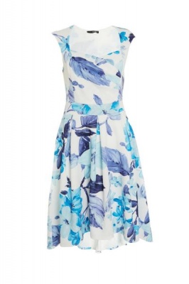 Quiz Ladies Blue Floral Dip Hem Midi Dress