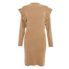 Quiz Ladies Tan Knitted Frill Jumper Dress - Tan Photo