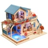 Miniature Wooden DIY Doll House – Blue & White Town Photo