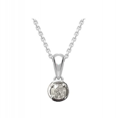 Photo of SCJ Genuine Round Diamond 0.11ct Tube Pendant & Chain - 925 Sterling Silver