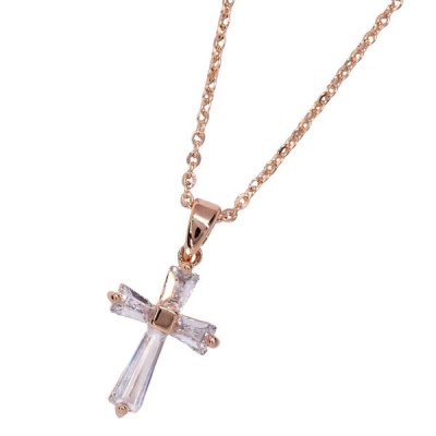Photo of iDesire Rose Gold Cross Pendant Necklace With Cubics