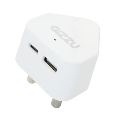 Gizzu Fast Charge Wall Charger Type C 20W USB 3 Prong – White