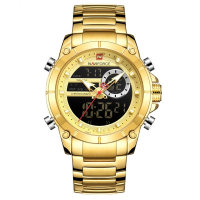 NAVIFORCE 9163 Chronograph DigitalAnalog Watch Gold