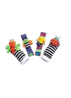 4 Piece Infant Socks And Wrist Rattles Toy Set For Kids