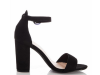 Quiz Ladies Wide Fit Black Block Heeled Sandals - Black Photo