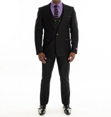 Photo of Men's Penn 3 Piece Suit - Marco Benetti - Black