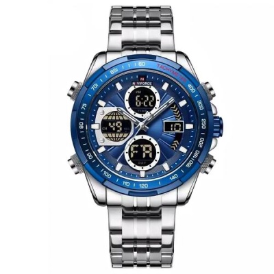 NAVIFORCE Dual Time Exclusive Edition Sliver with Blue Dial Watch for Men