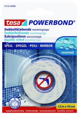 Tesa Powerbond Mirror Tape 15m x 19mm Humidity Resistant