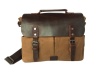 Vivace - 100% Leather & Hard Canvas Laptop Bag - Khaki Photo