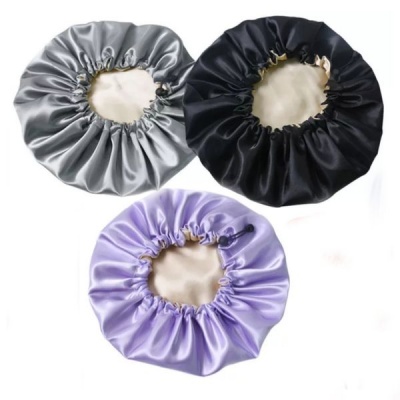 Hair Crown Empire 3 x Reversible Duchess Satin Bonnet Dual Layer Grey Black Purple