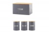 LMA - Bamboo Lid Bread Bin And Three Canister Set - Grey Photo