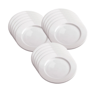 1 X White Ceramic Round Dinner Plate Set 15 Pieces