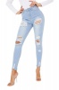 I Saw it First - Ladies Light Wash Distressed Hem Skinny Jeans Photo