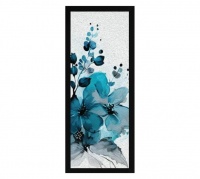 2 x Framed Floral Canvas Prints Blue Wall Art