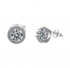 SilverCity Silver Plated Large Round Zircon Stud Earrings Photo