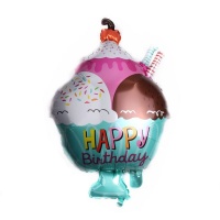 Happy Birthday Ice Cream Sundae Foil Balloon Set of 5