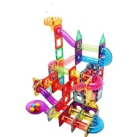 Wellbbplay Magnetic Building Blocks and Ball Run 108 Pieces