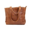 Mirelle Genuine Leather Shopper With Outside Zip - Tan Photo