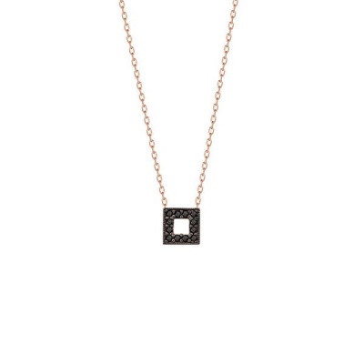 Photo of Zircon Stone Minmal BlackSquare Necklace 925 Sterling Silver