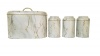 Cream Bread Bin & 3 Piece Canister Set with Gold Grey and White Detail Photo