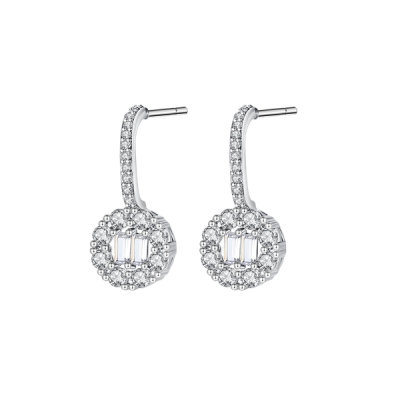 Zana Jewels Dazzling Drop Cubic Zirconia Earrings plated in 18K gold rhodium