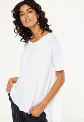Womens Cotton On Lara Spliced Summer Tunic Elbow Sleeve Top White