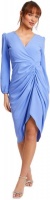 Quiz Ladies Blue Ruched Wrap Midi Dress