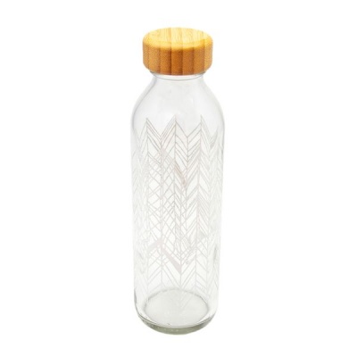 Photo of The Nordic Collection Nordic Scandianvian 500ml - 'Ice Crystals' Water Glass Bottle Bamboo Lid