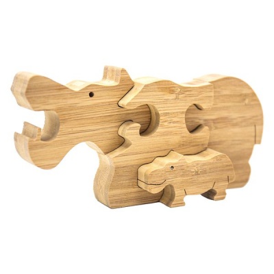 Photo of Noya Kids Hand Crafted Bamboo Hippo Puzzle