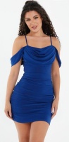 Quiz Ladies Royal Blue Ruched Bodycon Mini Dress