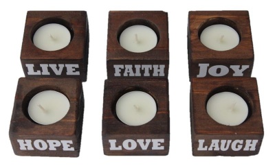 Photo of Worded Wooden Candle Holder - Set of 6