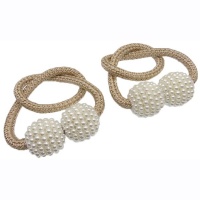 Magnetic Curtain Rope Tieback with Pearl End Beige Qty 2