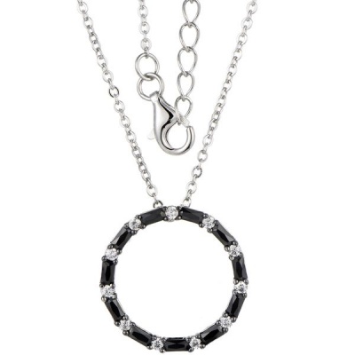 Photo of Kays Family Jewellers Circle of life Black Baguette Pendant in 925 Sterling Silver