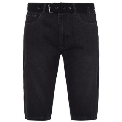 Photo of Pierre Cardin Mens Belt Denim Shorts - Washed Black [Parallel Import]