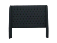 Monique Winged Headboard Navy Covered Buttons Queen