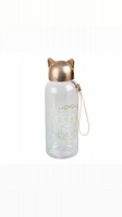Gold Lid Kitty Ears Water Bottle 600ml