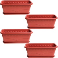 Garden Rectangle Pot Plant With Tray Large Set of 4