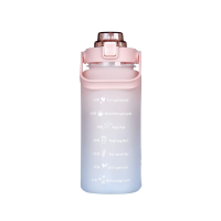 2L Large Capacity Motivational Water Bottle with Straw Pink
