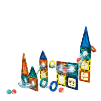 Marble Run Magnetic Tiles with Running Ball Educational Block Set 73 Pieces