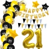21st Birthday Party Decor Set Balloon Arch Kit - Black & Gold Photo