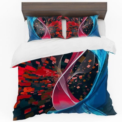 Photo of Print with Passion Red and Blue Abstract Duvet Cover Set