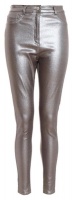 Quiz Ladies Silver Faux Leather Skinny Jeans