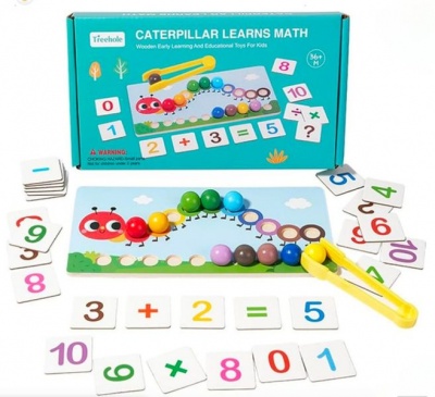Treehole Kids Educational Toy Caterpillar Learns Maths Wooden Counting Maths Set