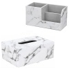HEARTDECO PU Leather Marble Pattern Napkin Tissue Box & Desk Organizer Set Photo